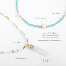 將圖片載入圖庫檢視器 Glass beads choker / necklace with freshwater pearls < 2 styles >