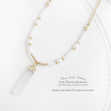 將圖片載入圖庫檢視器 Glass beads choker / necklace with freshwater pearls < 2 styles >