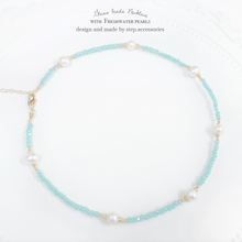 將圖片載入圖庫檢視器 Glass beads choker / necklace with freshwater pearls < 2 styles >