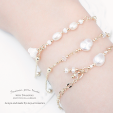 將圖片載入圖庫檢視器 Freshwater pearls Bracelet with Cazch glass beads and Swarovski < 3 styles >