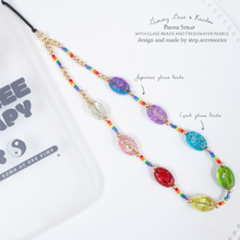 將圖片載入圖庫檢視器 Gummy Bears and Rainbow Phone strap with glass beads and freshwater pearls < 3 styles >