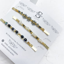 將圖片載入圖庫檢視器 Black hair clips with Japanese glass beads < 3 styles >