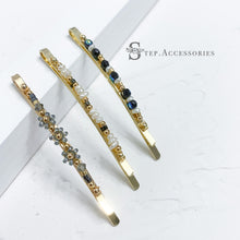 將圖片載入圖庫檢視器 Black hair clips with Japanese glass beads < 3 styles >