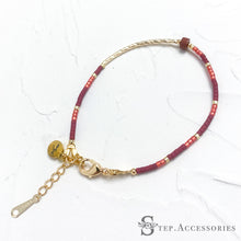 將圖片載入圖庫檢視器 Flat Natural Stone & Japanese glass beads bracelet < 6 colors >