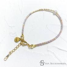 將圖片載入圖庫檢視器 Flat Natural Stone & Japanese glass beads bracelet < 6 colors >