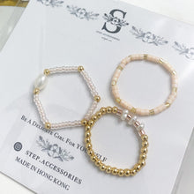將圖片載入圖庫檢視器 Freshwater Pearls ring set with Japanese glass beads<6 colors>