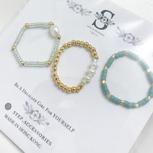 將圖片載入圖庫檢視器 Freshwater Pearls ring set with Japanese glass beads<6 colors>