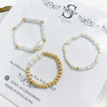 將圖片載入圖庫檢視器 Freshwater Pearls ring set with Japanese glass beads<6 colors>
