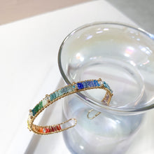 將圖片載入圖庫檢視器 H199 Japanese glass beads Swarovski rainbow bracelet