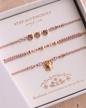 將圖片載入圖庫檢視器 *Pink Heart &amp; Butterfly* Pink Handstrap set with Swarovski and Japanese glass beads

