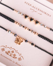 將圖片載入圖庫檢視器 *Black Heart &amp; Butterfly* Pink Handstrap set with Swarovski and Japanese glass beads
