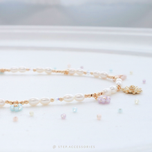 將圖片載入圖庫檢視器 J217 Flowers choker with freshwater pearls and Swarovski
