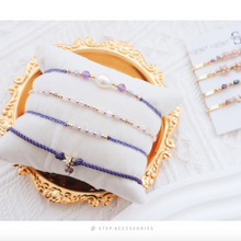 將圖片載入圖庫檢視器 Lavender Hand strap set / piece with Natural stone and glass beads &lt; 4 styles &gt;
