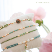將圖片載入圖庫檢視器 Matcha Hand strap set / piece with Natural stone and glass beads &lt; 4 styles &gt;
