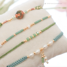 將圖片載入圖庫檢視器 Matcha Hand strap set / piece with Natural stone and glass beads &lt; 4 styles &gt;
