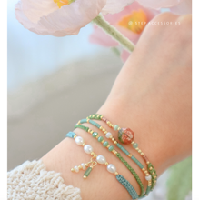 將圖片載入圖庫檢視器 Matcha Hand strap set / piece with Natural stone and glass beads &lt; 4 styles &gt;
