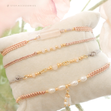 將圖片載入圖庫檢視器 Pink Hand strap set / piece with Natural stone and glass beads &lt; 4 styles &gt;
