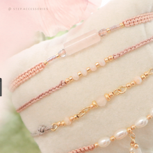 將圖片載入圖庫檢視器 Pink Hand strap set / piece with Natural stone and glass beads &lt; 4 styles &gt;
