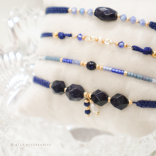 將圖片載入圖庫檢視器 Navy Hand strap set / piece with Natural stone and glass beads &lt; 4 styles &gt;
