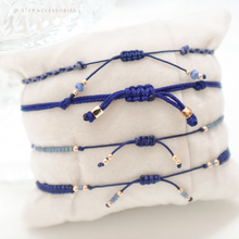 將圖片載入圖庫檢視器 Navy Hand strap set / piece with Natural stone and glass beads &lt; 4 styles &gt;
