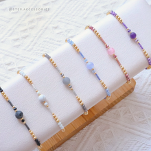 將圖片載入圖庫檢視器 6mm Frosted Natural stone Hand strap with Japanese glass beads &lt;6 colors&gt;
