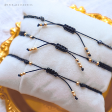 將圖片載入圖庫檢視器 H750 赫磁石 Black Hand strap set / piece with Square Natural stone and glass beads &lt; 3 styles &gt;
