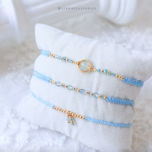 將圖片載入圖庫檢視器 H757 海藍寶 Blue Hand strap set / piece with Square Natural stone and glass beads &lt; 3 styles &gt;
