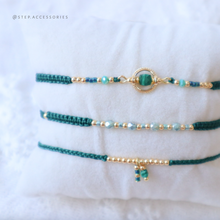 將圖片載入圖庫檢視器 H760 孔雀石 Green Hand strap set / piece with Square Natural stone and glass beads &lt; 3 styles &gt;
