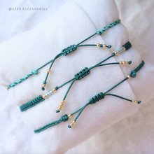 將圖片載入圖庫檢視器 H760 孔雀石 Green Hand strap set / piece with Square Natural stone and glass beads &lt; 3 styles &gt;
