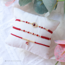 將圖片載入圖庫檢視器 H753 石榴石 Red Hand strap set / piece with Square Natural stone and glass beads &lt; 3 styles &gt;
