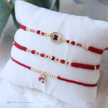 將圖片載入圖庫檢視器 H753 石榴石 Red Hand strap set / piece with Square Natural stone and glass beads &lt; 3 styles &gt;
