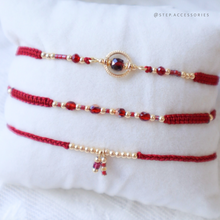 將圖片載入圖庫檢視器 H753 石榴石 Red Hand strap set / piece with Square Natural stone and glass beads &lt; 3 styles &gt;
