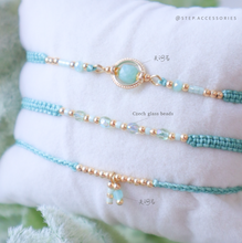 將圖片載入圖庫檢視器 H759 天河石 Mint Hand strap set / piece with Square Natural stone and glass beads &lt; 3 styles &gt;
