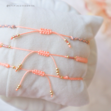 將圖片載入圖庫檢視器 H754 金草莓 Peach Hand strap set / piece with Square Natural stone and glass beads &lt; 3 styles &gt;
