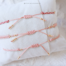 將圖片載入圖庫檢視器 H755 紛紅晶 Pink Hand strap set / piece with Square Natural stone and glass beads &lt; 3 styles &gt;
