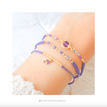 將圖片載入圖庫檢視器 H756 紫水晶 Purple Hand strap set / piece with Square Natural stone and glass beads &lt; 3 styles &gt;
