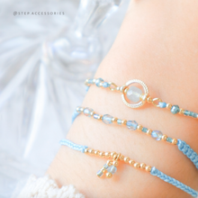 將圖片載入圖庫檢視器 H757 海藍寶 Blue Hand strap set / piece with Square Natural stone and glass beads &lt; 3 styles &gt;
