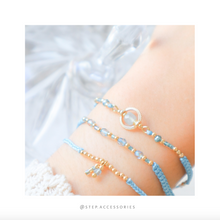 將圖片載入圖庫檢視器 H757 海藍寶 Blue Hand strap set / piece with Square Natural stone and glass beads &lt; 3 styles &gt;
