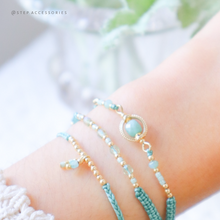 將圖片載入圖庫檢視器 H759 天河石 Mint Hand strap set / piece with Square Natural stone and glass beads &lt; 3 styles &gt;
