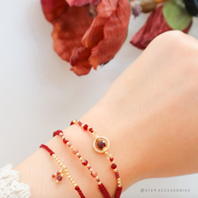 將圖片載入圖庫檢視器 H753 石榴石 Red Hand strap set / piece with Square Natural stone and glass beads &lt; 3 styles &gt;
