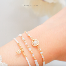 將圖片載入圖庫檢視器 H751 月亮石 White Hand strap set / piece with Square Natural stone and glass beads &lt; 3 styles &gt;
