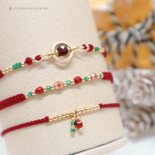 將圖片載入圖庫檢視器 Christmas Handstrap set/piece with Natural stone and glass beads &lt;3 styles&gt;
