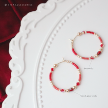 將圖片載入圖庫檢視器 D118-D119 New Year ear hoops with Czech glass beads &amp; Japanese glass beads &lt;2 styles&gt;

