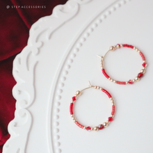 將圖片載入圖庫檢視器 D118-D119 New Year ear hoops with Czech glass beads &amp; Japanese glass beads &lt;2 styles&gt;
