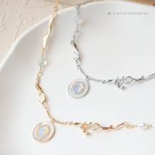 將圖片載入圖庫檢視器 J251,J252  Freshwater pearls Choker with 蛋白石 &amp; 貝殻 &lt;GOLD/SILVER&gt;
