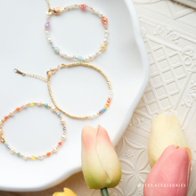 將圖片載入圖庫檢視器 Rainbow Bracelet with Freshwater pearls and glass beads &lt;3 styles&gt;
