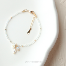 將圖片載入圖庫檢視器 Mini glass beads Flower bracelet with Swarovki and freshwater pearl &lt;5 colors&gt;
