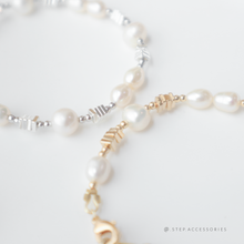 將圖片載入圖庫檢視器 Freshwater pearls Bracelet with gold / silver chain &lt; Gold / Silver &gt;
