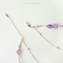 將圖片載入圖庫檢視器 Peace Buckle Choker with Natural stone and freshwater pearls &lt;紫水晶&gt;
