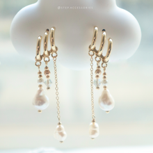 將圖片載入圖庫檢視器 3 Pendants Freshwater pearls earring with Swarovski &lt;earrings/earclips&gt;
